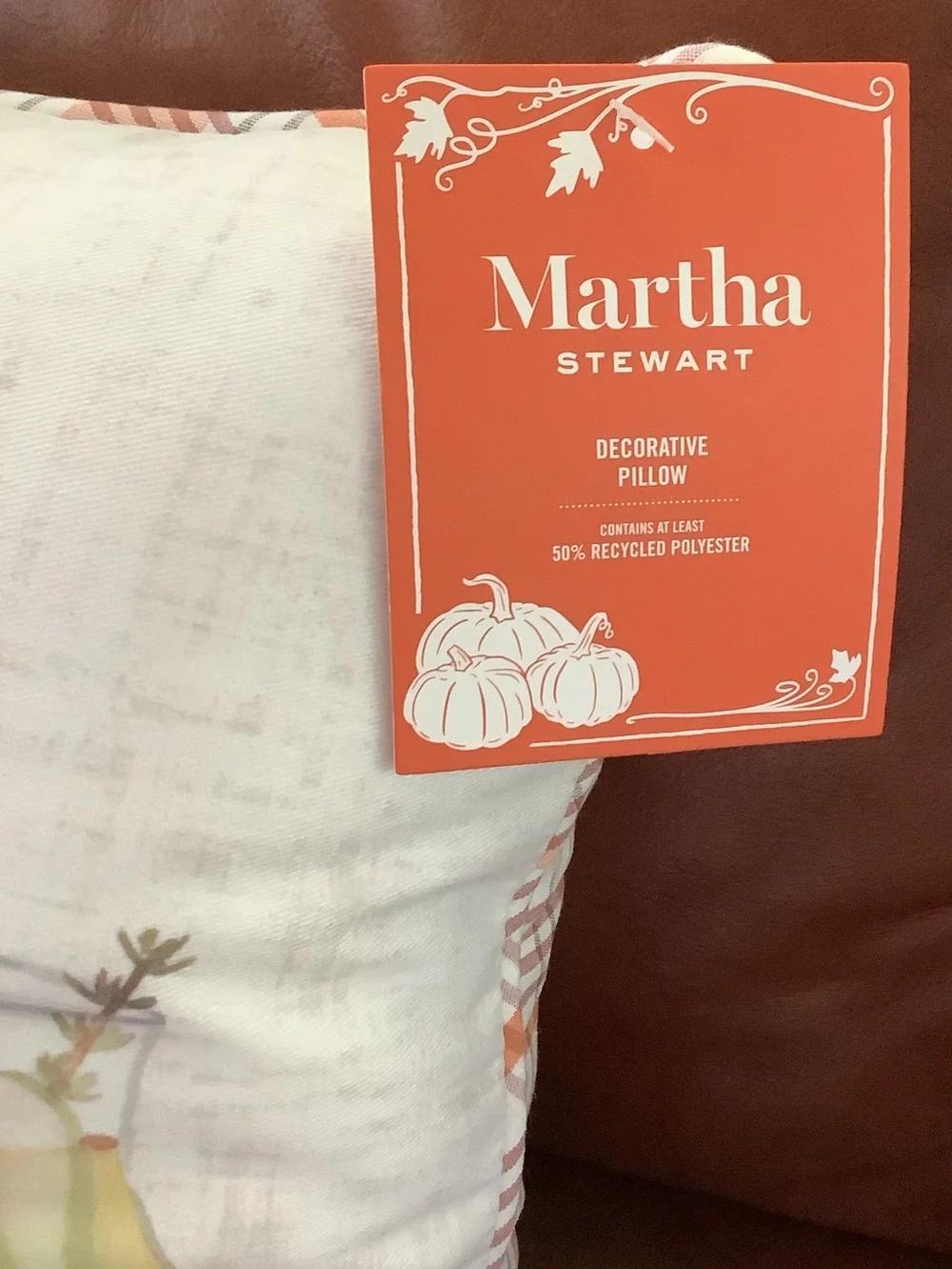 Martha Stewart Fall Autumn Festive Cocktails Pillow New